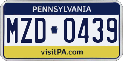 PA license plate MZD0439