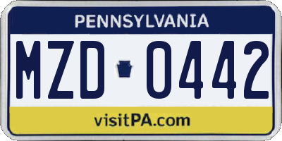 PA license plate MZD0442