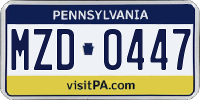 PA license plate MZD0447