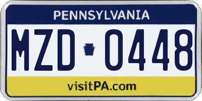 PA license plate MZD0448