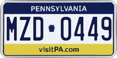 PA license plate MZD0449