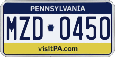 PA license plate MZD0450