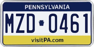 PA license plate MZD0461