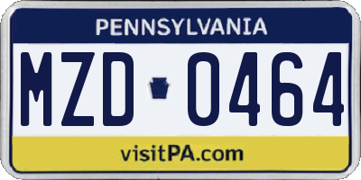 PA license plate MZD0464