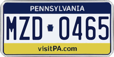 PA license plate MZD0465