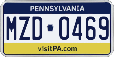 PA license plate MZD0469