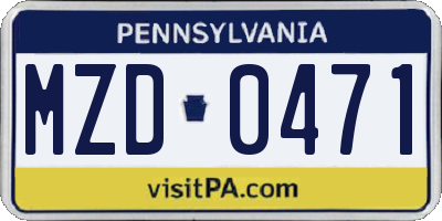 PA license plate MZD0471