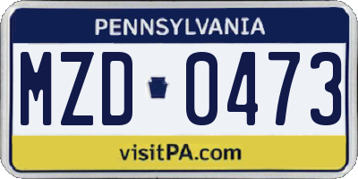 PA license plate MZD0473