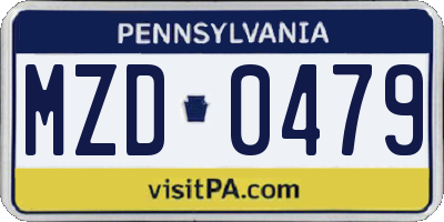 PA license plate MZD0479