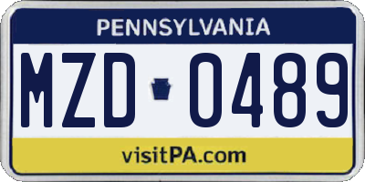 PA license plate MZD0489