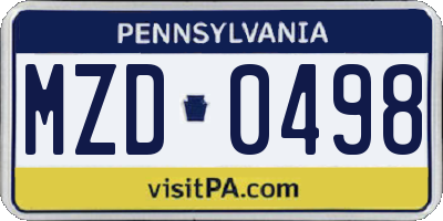 PA license plate MZD0498