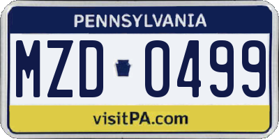 PA license plate MZD0499