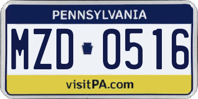 PA license plate MZD0516