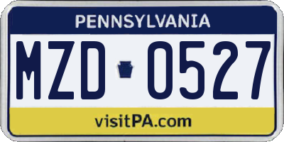 PA license plate MZD0527