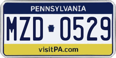 PA license plate MZD0529