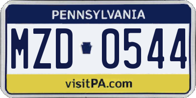 PA license plate MZD0544