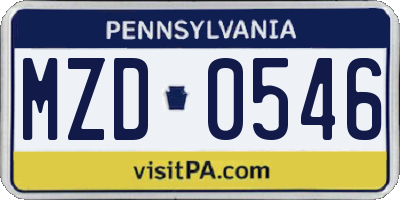 PA license plate MZD0546