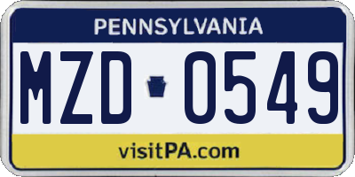 PA license plate MZD0549