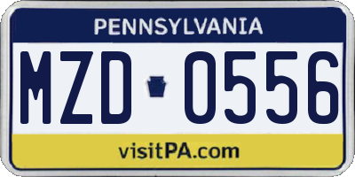 PA license plate MZD0556
