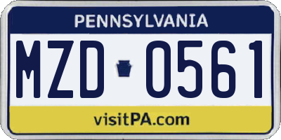 PA license plate MZD0561