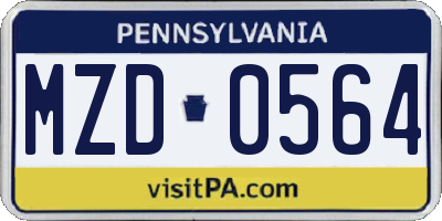 PA license plate MZD0564