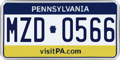 PA license plate MZD0566