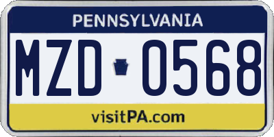 PA license plate MZD0568