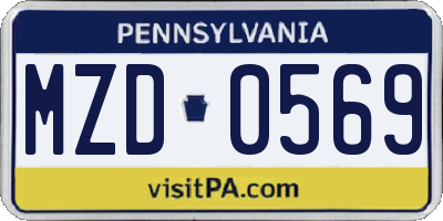 PA license plate MZD0569