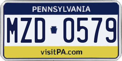 PA license plate MZD0579