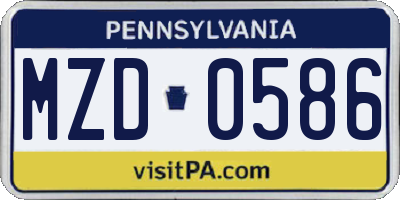 PA license plate MZD0586