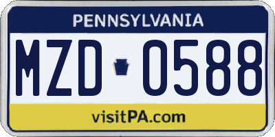 PA license plate MZD0588