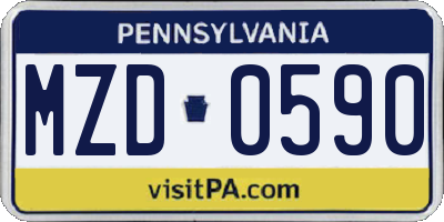 PA license plate MZD0590