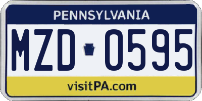 PA license plate MZD0595