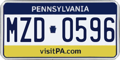 PA license plate MZD0596