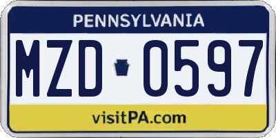 PA license plate MZD0597