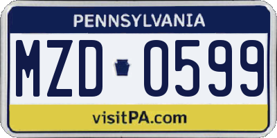 PA license plate MZD0599