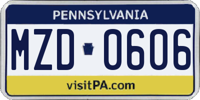 PA license plate MZD0606