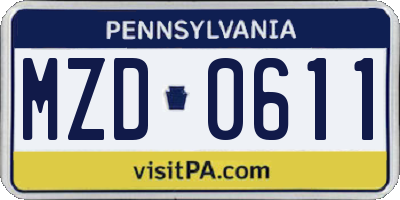 PA license plate MZD0611
