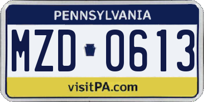 PA license plate MZD0613