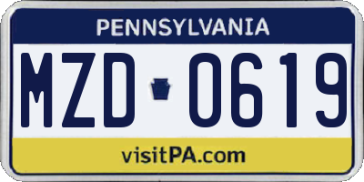 PA license plate MZD0619