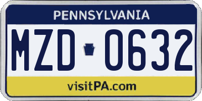 PA license plate MZD0632