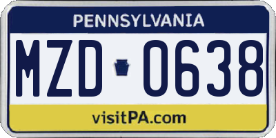 PA license plate MZD0638