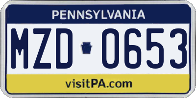 PA license plate MZD0653