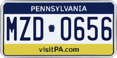 PA license plate MZD0656