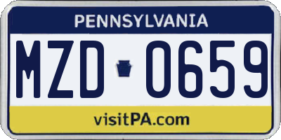 PA license plate MZD0659