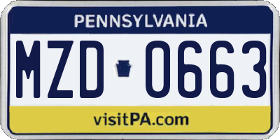 PA license plate MZD0663