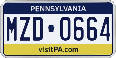 PA license plate MZD0664
