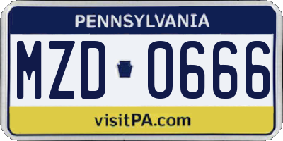 PA license plate MZD0666
