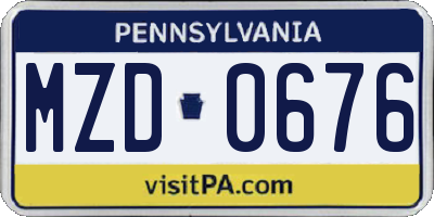 PA license plate MZD0676