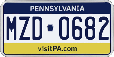 PA license plate MZD0682